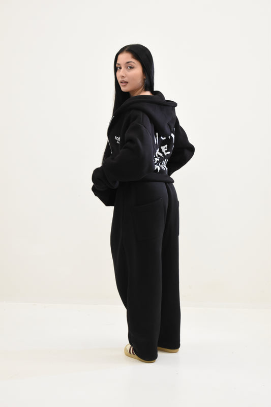 “ESTablished” Zip-Up Hoodie Black