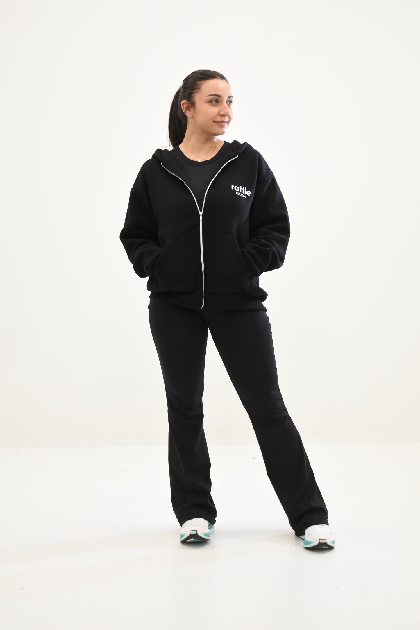 “ESTablished” Zip-Up Hoodie Black