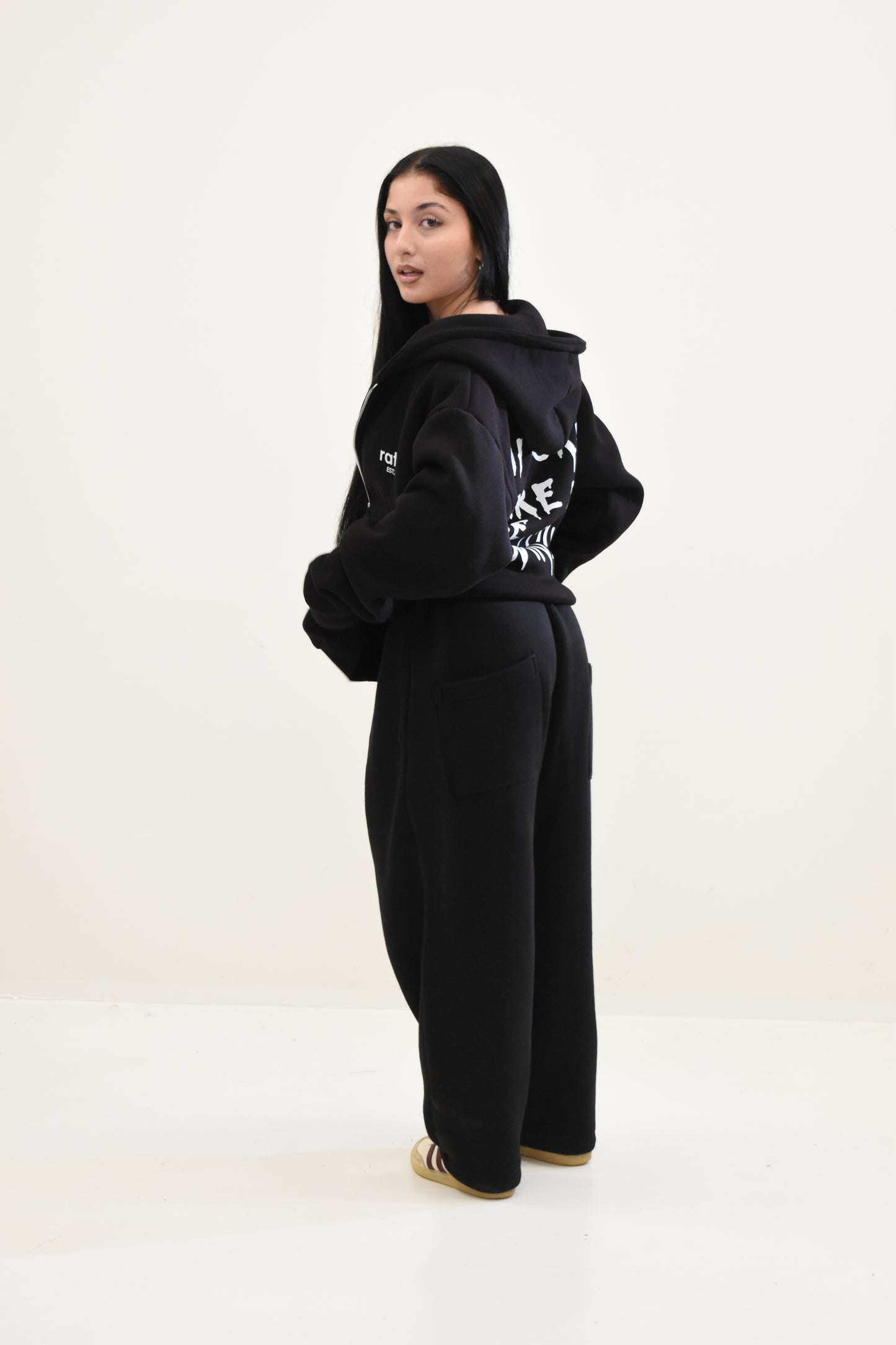 “ESTablished” Zip-Up Hoodie Black