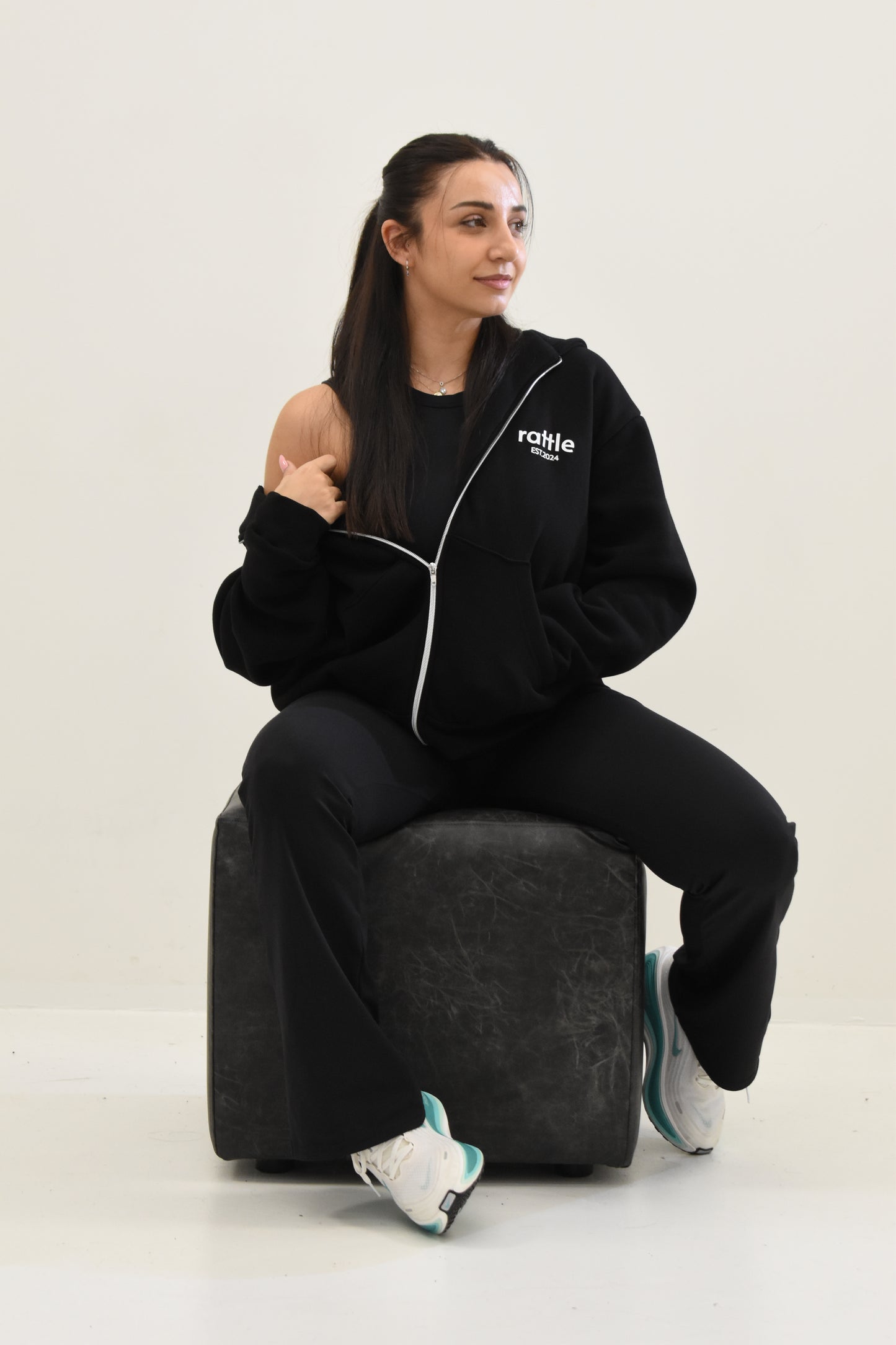 “ESTablished” Zip-Up Hoodie Black