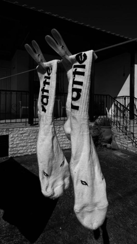 Rattle Mid-Calf Crew Socks | White